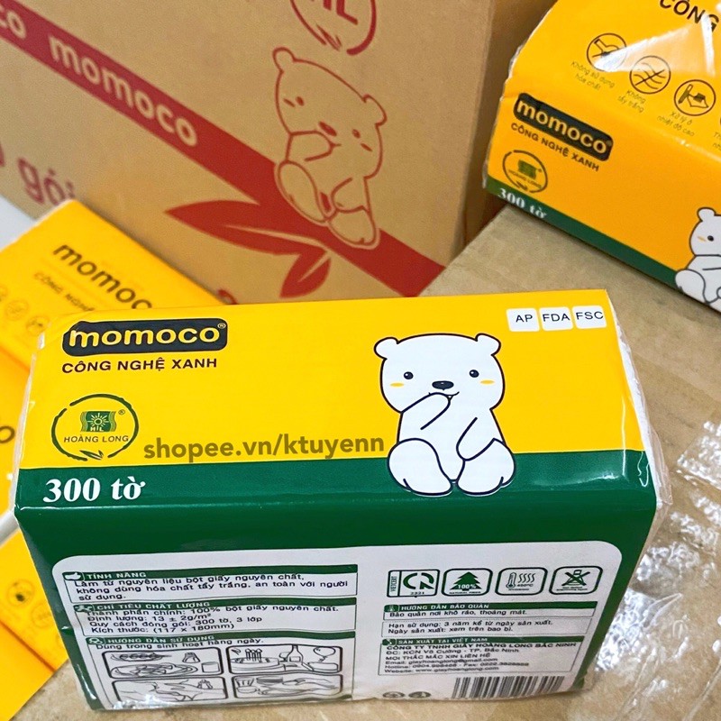 Khăn giấy gấu trắng MOMOCO dai mịn công nghệ xử lý xanh
