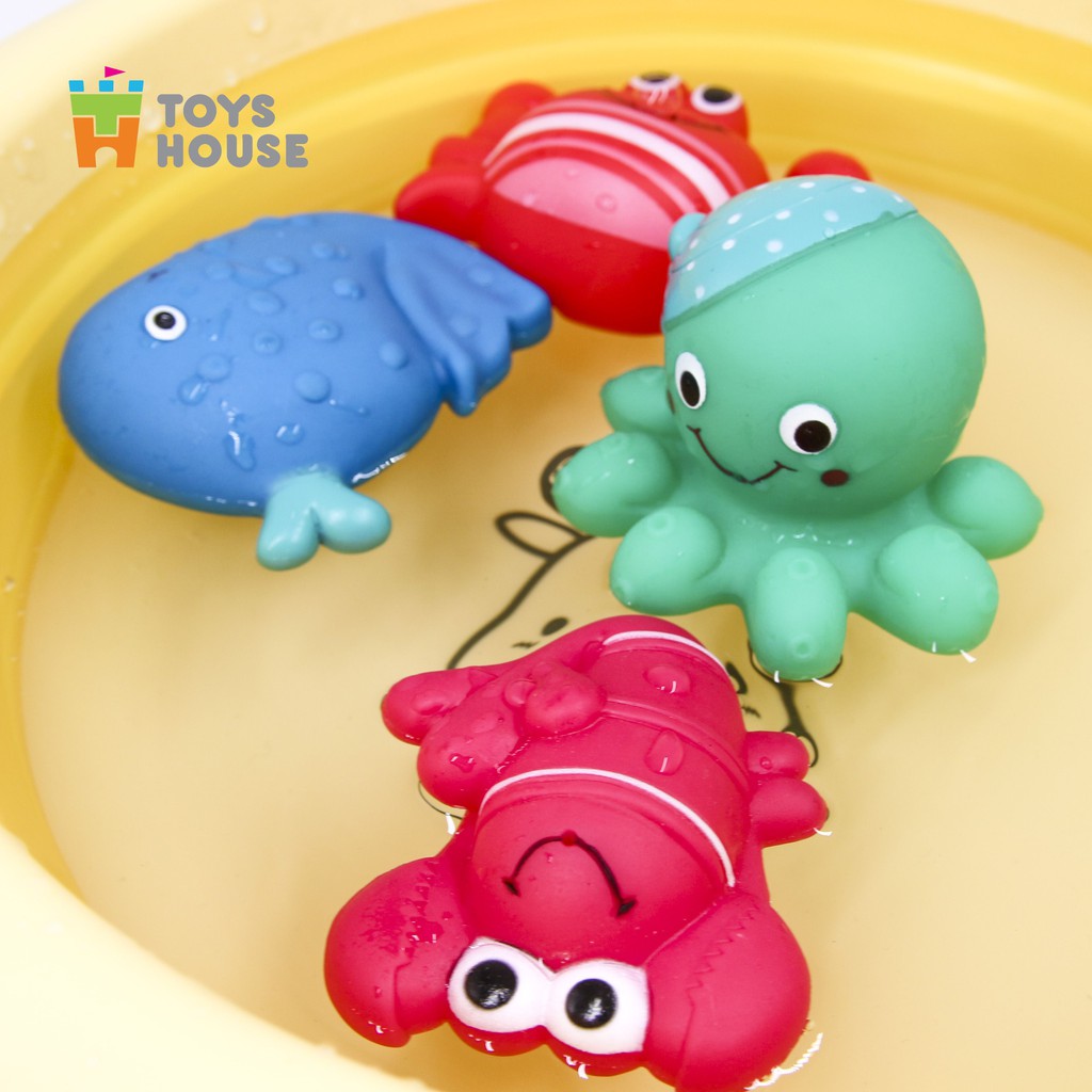 Đồ chơi nhà tắm cho bé-bộ 4 món hình con cá vô cùng dễ thương Toys House, hàng chính hãng