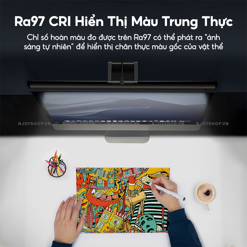 Đèn Treo Màn Hình Máy Tính Baseus Chống Ánh Sáng Xanh Bảo Vệ Mắt 3 Chế Độ Sáng Njoyshop