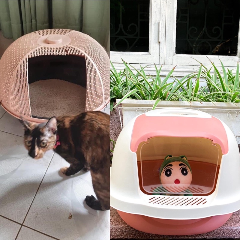 NHÀ vệ sinh cố nắp cao cấp cho mèo mẫu mới năm nay tặng thêm 1 tấm ngăn mùi và xẻng ngẫu nhiên