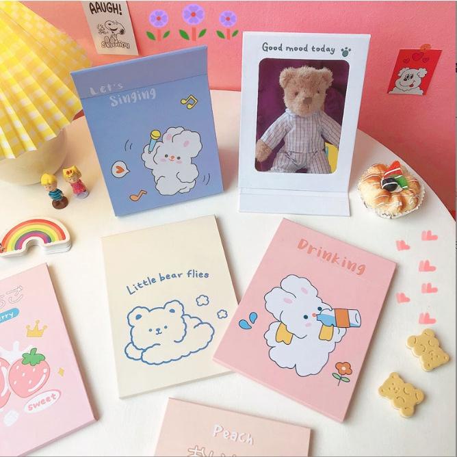 Gương bìa gập để bàn size nhỏ để bàn chủ đề gấu thỏ dễ thương nhiều màu  GUONGGAUTHO25