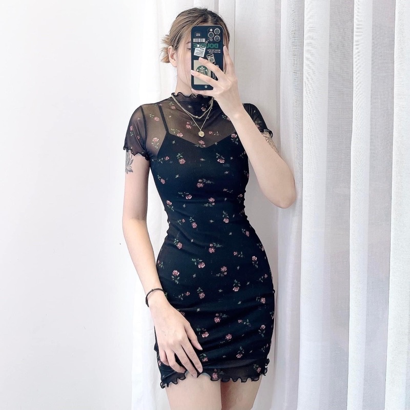 Sẵn Hỏa Tốc - Đầm Hoa Nhí Có Tay Form Ngắn