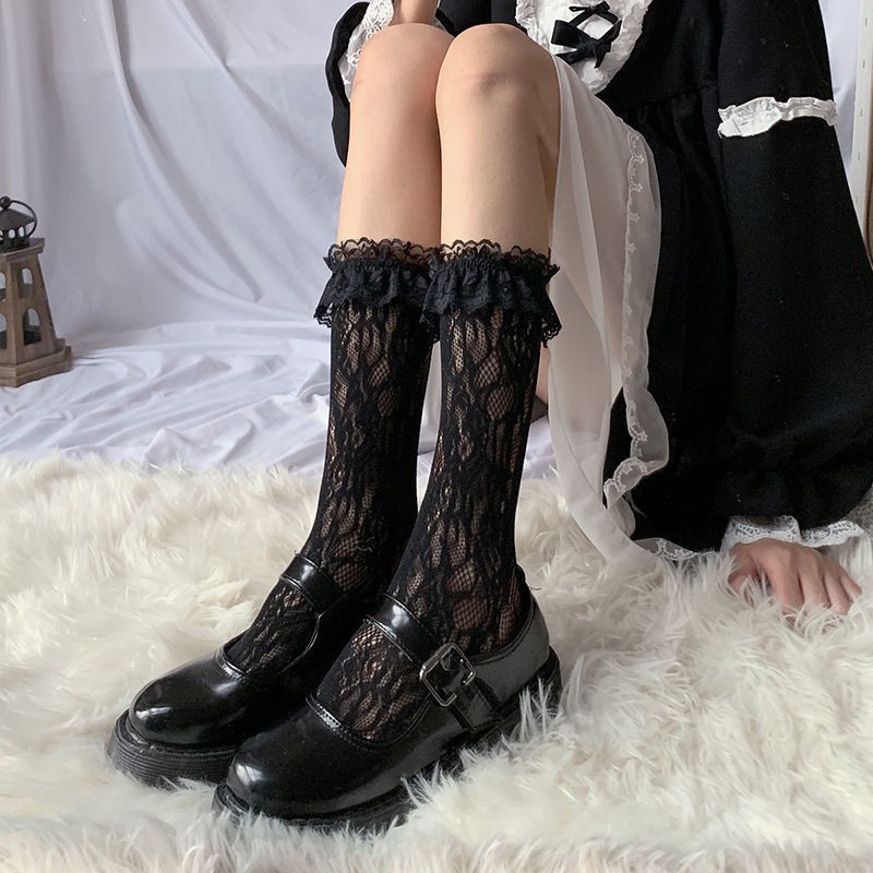 ┅☋vớ bê Lolita ren trắng nữ học sinh cấp 2 jk ống ngắn Nhật Bản nửa chân