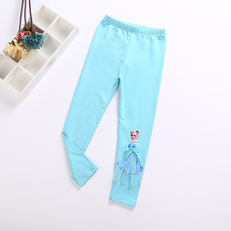 Quần Legging Cotton Màu Trắng In Hình Công Chúa Bạch Tuyết Belle Sophia Aisha Thời Trang Xuân Thu Cho Bé Gái