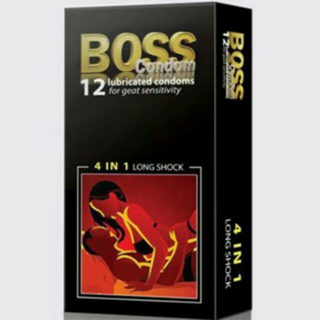 Bao Cao Su Boss 4 in 1 Gân Gai Kéo Dài - Hộp 12 Chiếc Chính Hãng