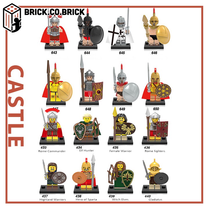 Full Combo Bộ Sưu Tập Đồ Chơi Lắp Ráp Non LEGO &amp; Minifigure Lính Trung Cổ và Giáp Castle Warriors X0164 0137