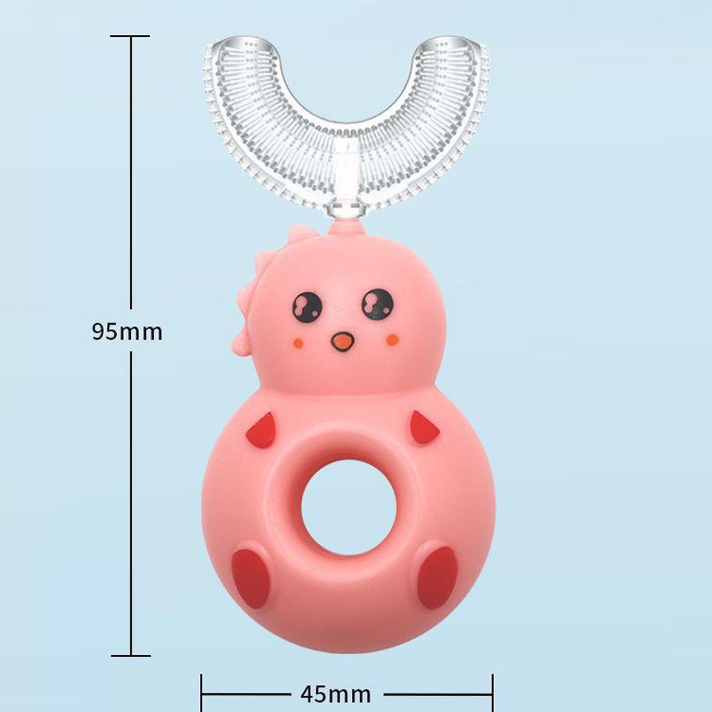[Hàng mới về] Bàn chải đánh răng hình chữ U bằng silicon mềm hình bánh donut xoay 360 độ cho bé 2-12 tuổi