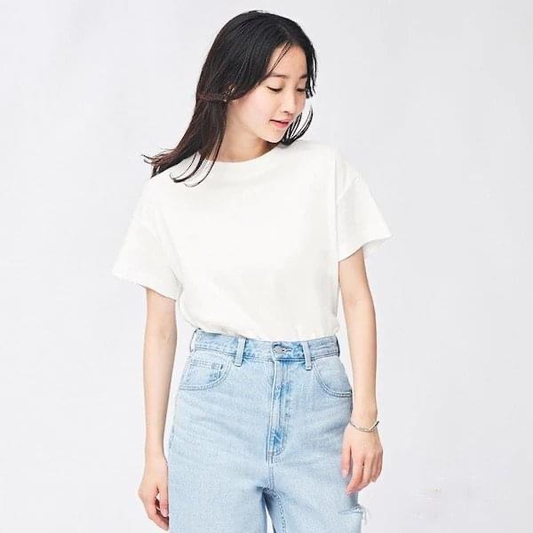 Áo thun nữ trắng trơn Crew-Neck T-shirt chất vải mềm , thoáng mát , co giãn ChiDu - TA021