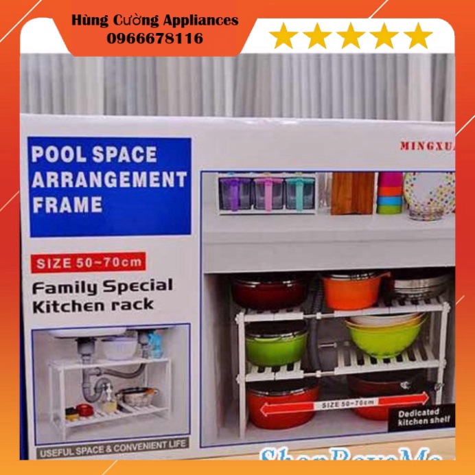 Kệ Để Xoong Nồi Gầm Bếp 2 Tầng ĐA NĂNG Gọn Gàng, Ngăn Nắp KHUNG INOX CHỊU LỰC