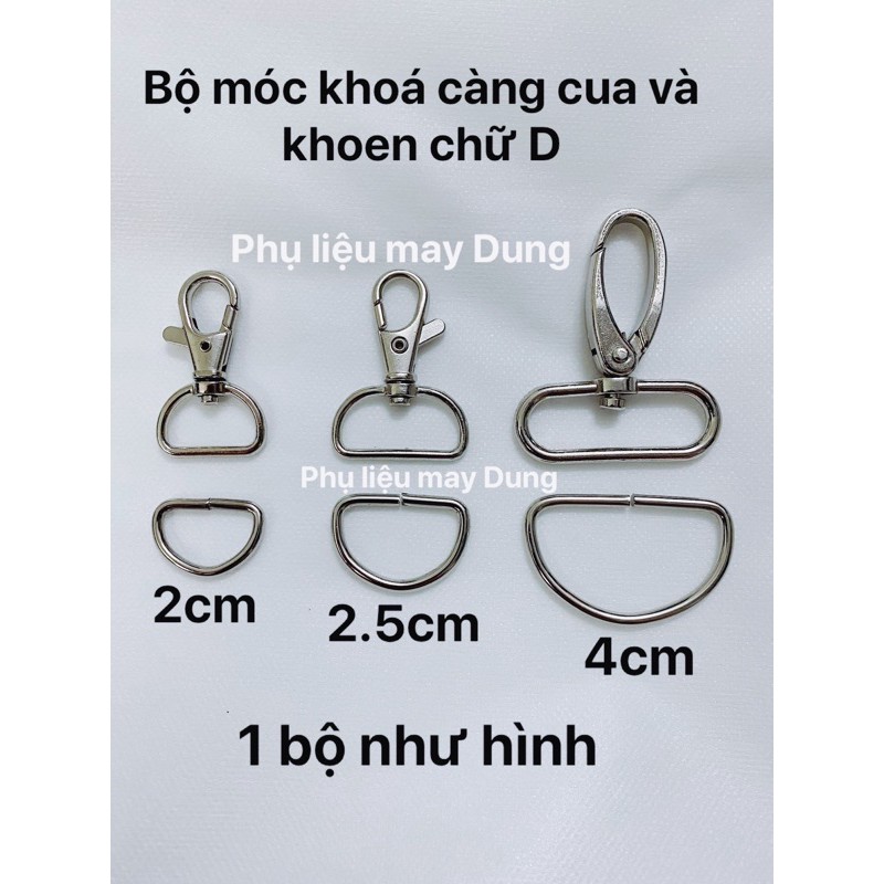 khoá càng cua và khoen chữ D: 1 bộ