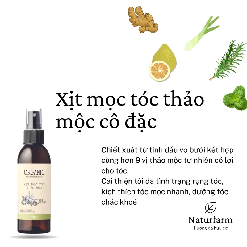 Xịt mọc tóc thảo dược cô đặc giảm rụng kích mọc toc sau 7 ngày -  tinh dầu bưởi mix 9 vị thảo mộc, dưỡng tóc dày và dài