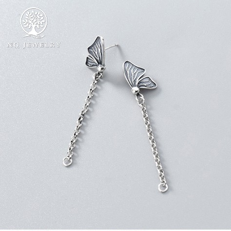 Charm bạc dây bông tai cánh bướm - NQ Jewelry