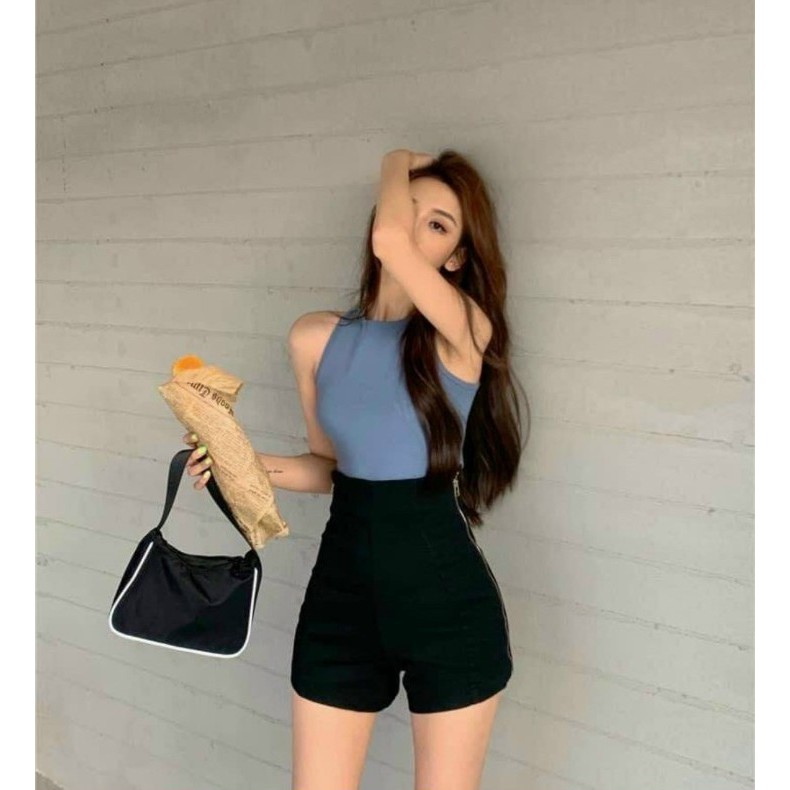 Quần short phối khóa kéo hai bên chất Kaki co giãn tốt Cam Kết Hàng y hình Chính Chủ ( Size S, M, L )