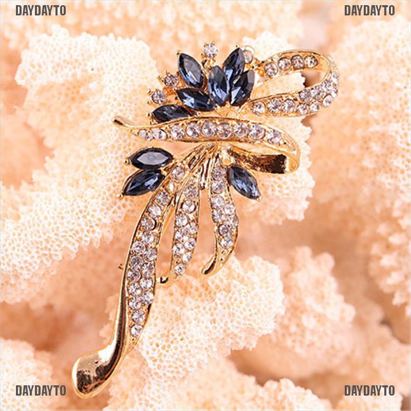 Ghim cài áo đính đá pha lê sáng bóng phong cách retro thời trang cho nữ