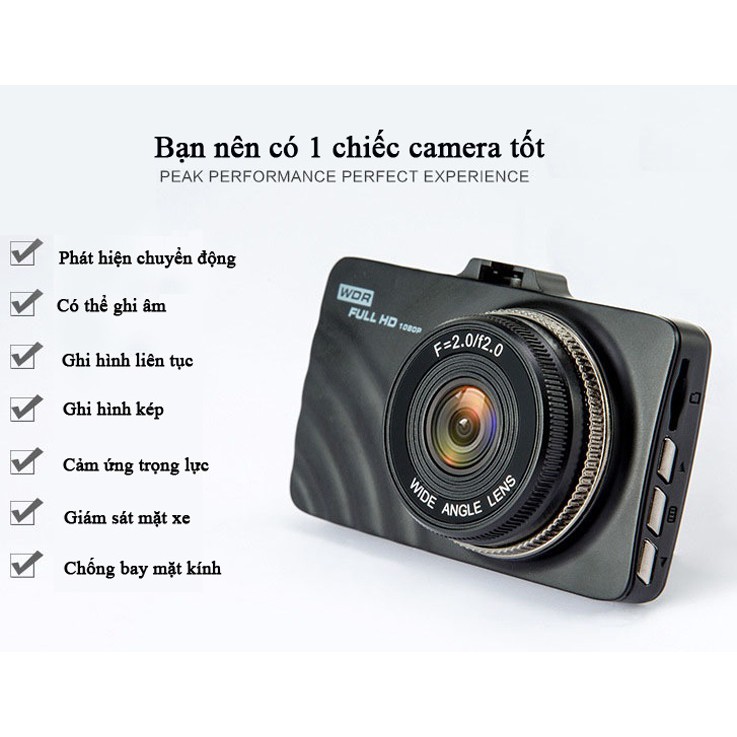 Camera hành trình WDR cao cấp cho ô tô quay Video Full HD 1080 Tặng kèm 1 camera lùi phía sau