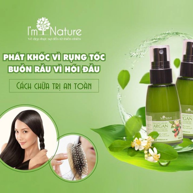 Tinh Chất Dưỡng Tóc Argan IM NATURE Thảo Mộc Thiên Nhiên Mọc Tóc Ngăn Rụng An Toàn Cả Bà Bầu Phụ Nữ Sau Sinh 60ml