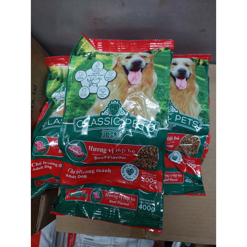 Thức Ăn Hạt Dành Cho Chó Lớn, Chó Trưởng Thành Trên 12 Tháng Tuổi Classic Pets 400g Vị Thịt Bò – VAHAVA