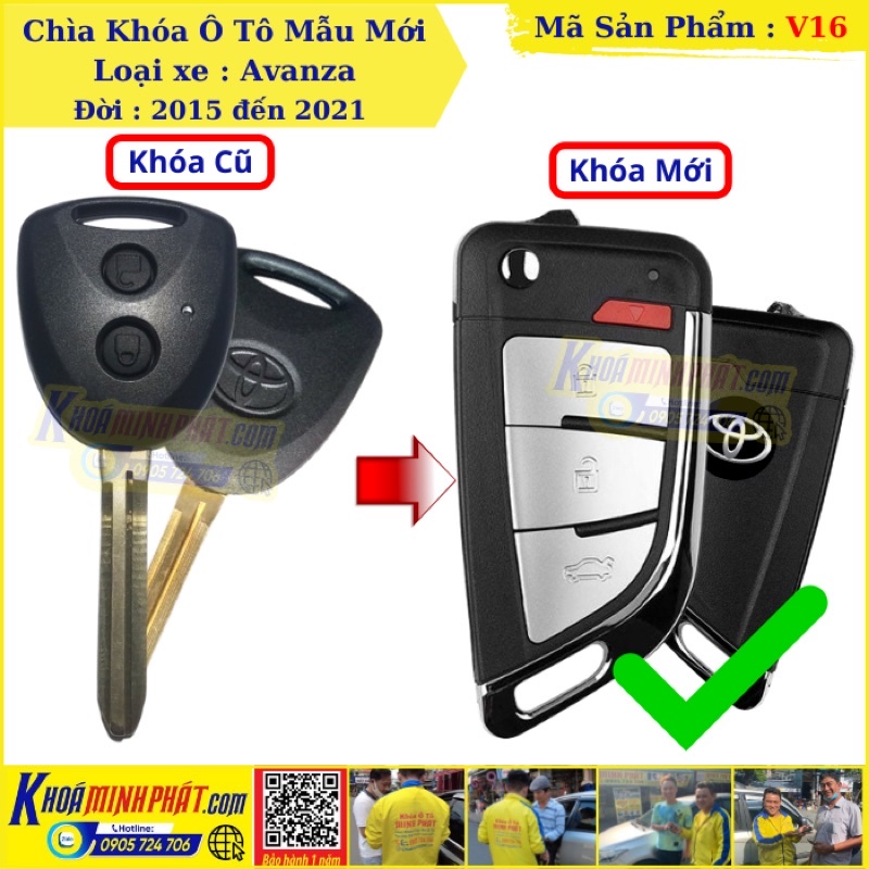 Chìa khóa Độ gập Toyota Avanza mẫu V16