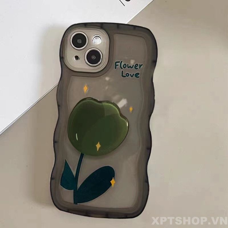 Ốp Điện Thoại Silicone Nhám Chống Sốc Toàn Diện In Hình Hoa tulip Có Giá Đỡ Cho iPhone 14 Pro Max 13 Pro Max 12 Pro Max 11 Pro Max