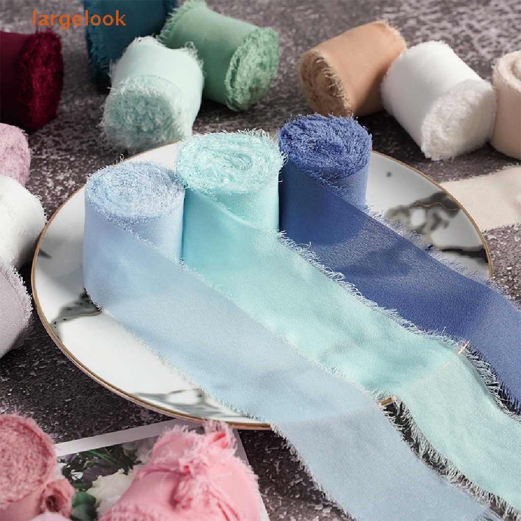 [Lớnlook] Cuộn Dây Ruy Băng Lụa Voan Rách Viền Trang Trí Bó Hoa Cưới