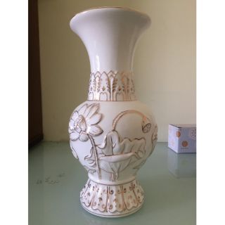 Bình bông lọ cắm hoa bạch ngọc sen nổi cao 17cm