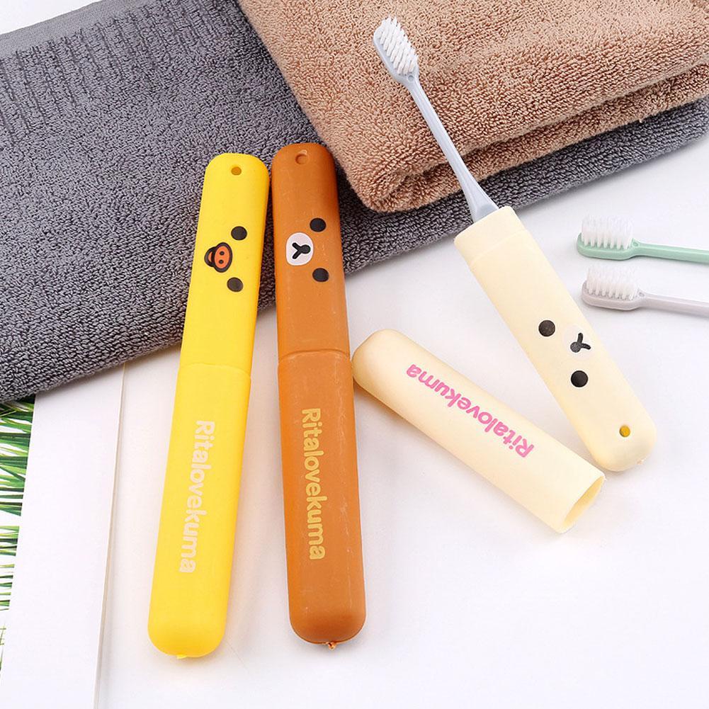 Hộp Đựng Bàn Chải Đánh Răng Hình Trụ Có Nắp Đậy Họa Tiết Hoạt Hình Dễ Thương O7Y2