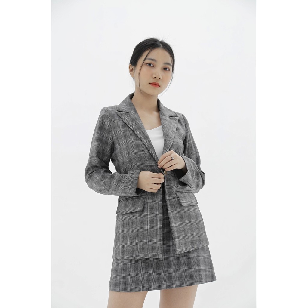 ÁO KHOÁC NỮ CARO XÁM ĐEN tới từ KHÀN phong cách Hàn Quốc, thanh lịch, sang chảnh, thời trang công sở (có ảnh thật) | BigBuy360 - bigbuy360.vn