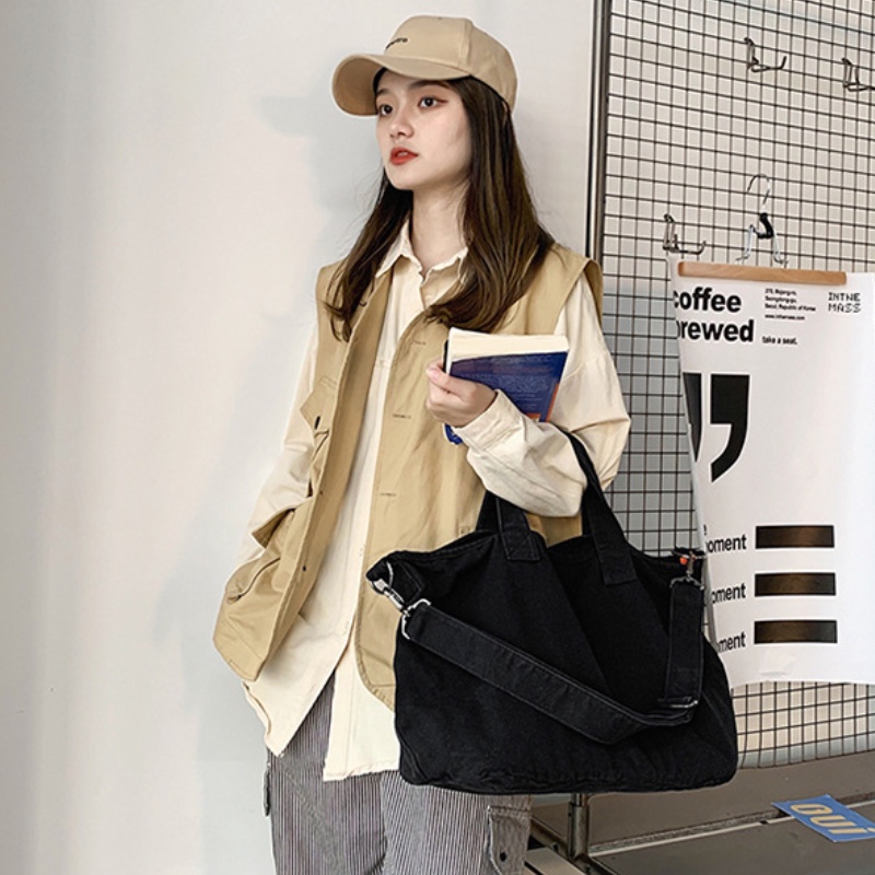 Túi Vải Canvas Đeo Vai Thời Trang Hàn Quốc Cho Nữ