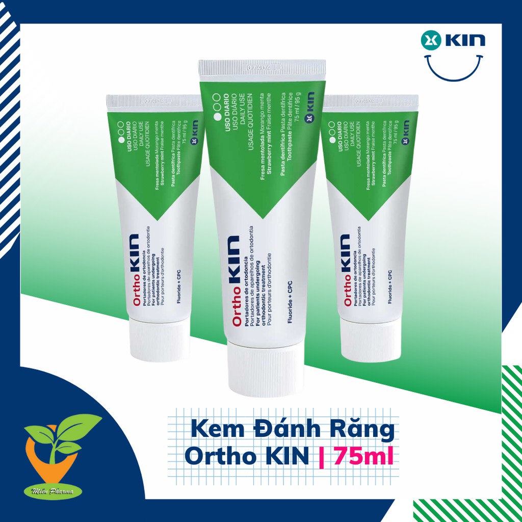 COMBO KEM ĐÁNH RĂNG VÀ NƯỚC SÚC MIỆNG ORTHO KIN CHO RĂNG NIỀNG 500ML