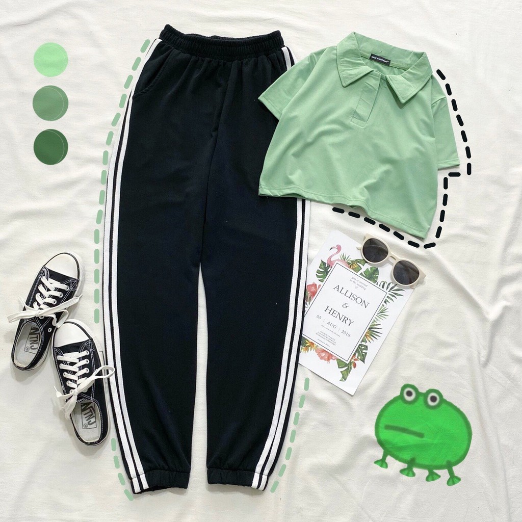 Quần Jogger Line Ulzzang Unisex Jogger Đen 2 Sọc Trắng Dáng Rộng - MM