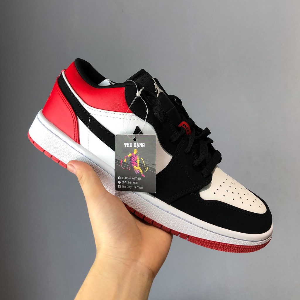 XẢ KHO-SALE thang 9 Giày thể thao sneaker jodan đen đỏ thấp cổ full box full bill
