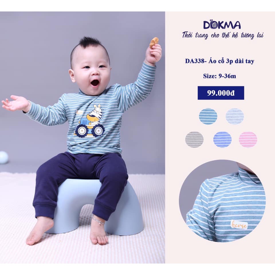 Áo giữ nhiệt cổ 3p DOKMA dài tay vải bamboo sợi tre cho bé