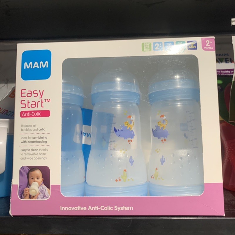 Bình sữa chống đầy hơi MAM 160ml/260ml đủ màu