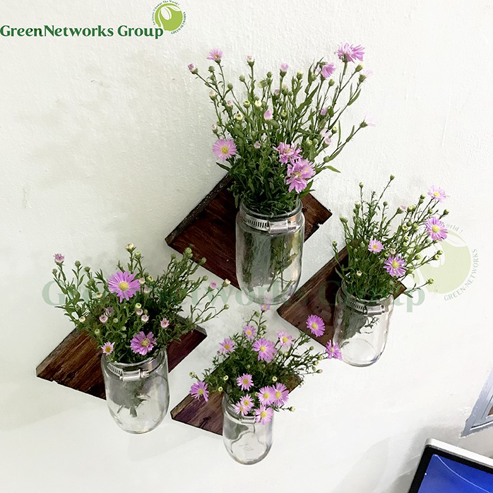 Bình hoa trang trí nội thất điểm nhấn trên tường phong cách Rustic Hanging Mason Jar GnG interiors