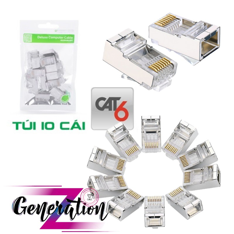 Túi hạt mạng RJ45 Cat6/6e bọc inox chống nhiễu Ugreen 20333 - Bịch 10PSC