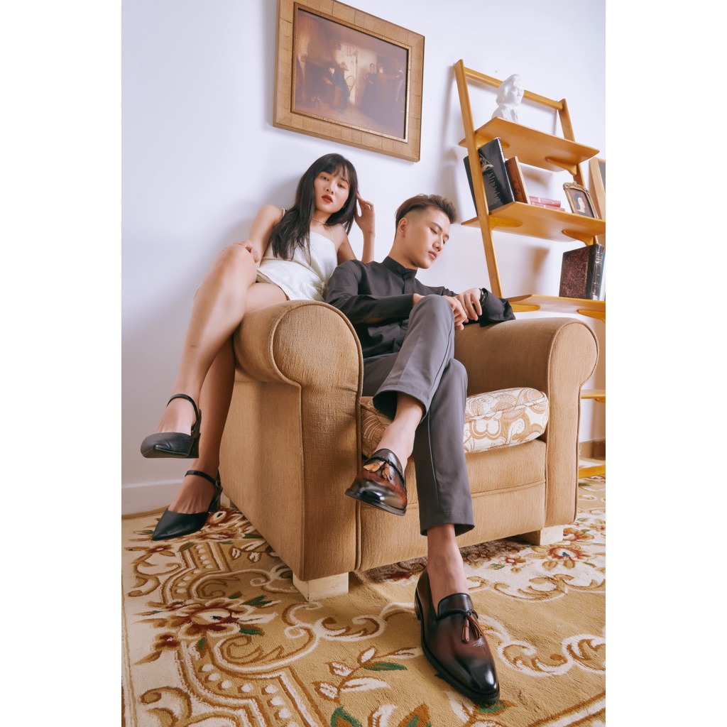 Giày lười Loafer da bò thật VSMAN - Giày mọi nam công sở cao cấp có hai dây chuông ôm chân dành cho quý ông - HHG027