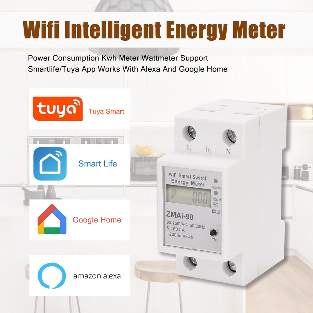 Đồng hồ đo điện kế hỗ trợ Smartlife / Tuya App Wor thông minh 1 pha