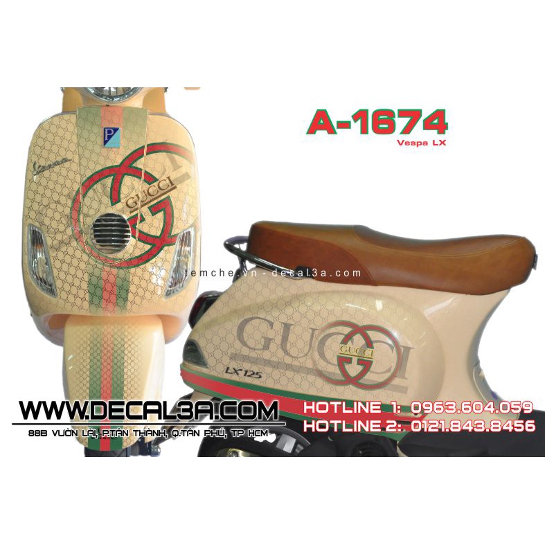 Tem trùm Vespa LX GUCCI