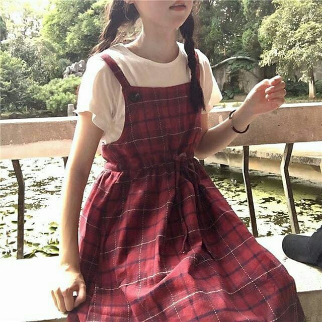 Đầm yếm dây kẻ sọc eo rút ulzzang