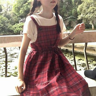 Đầm yếm dây kẻ sọc eo rút ulzzang