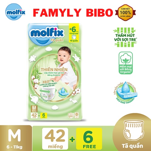 Tã Bỉm Quần Molfix Thiên Nhiên Size M Dành Cho Bé Nặng    24 CÁI , 48 CÁI ,70 CÁI , 84 CÁI