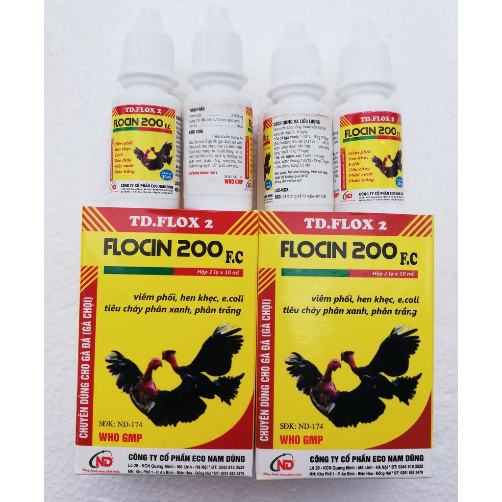 6 lọ Flocin 200 FC 10 ml, Chuyên dùng tốt cho gà chọi, gà đá, chim cảnh