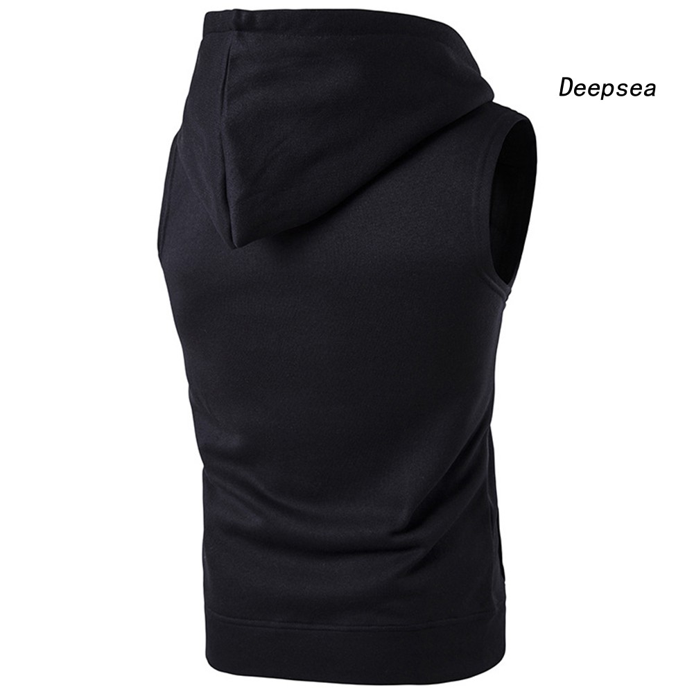 Áo khoác Hoodie sát nách màu trơn phối túi thời trang cho nam dp5