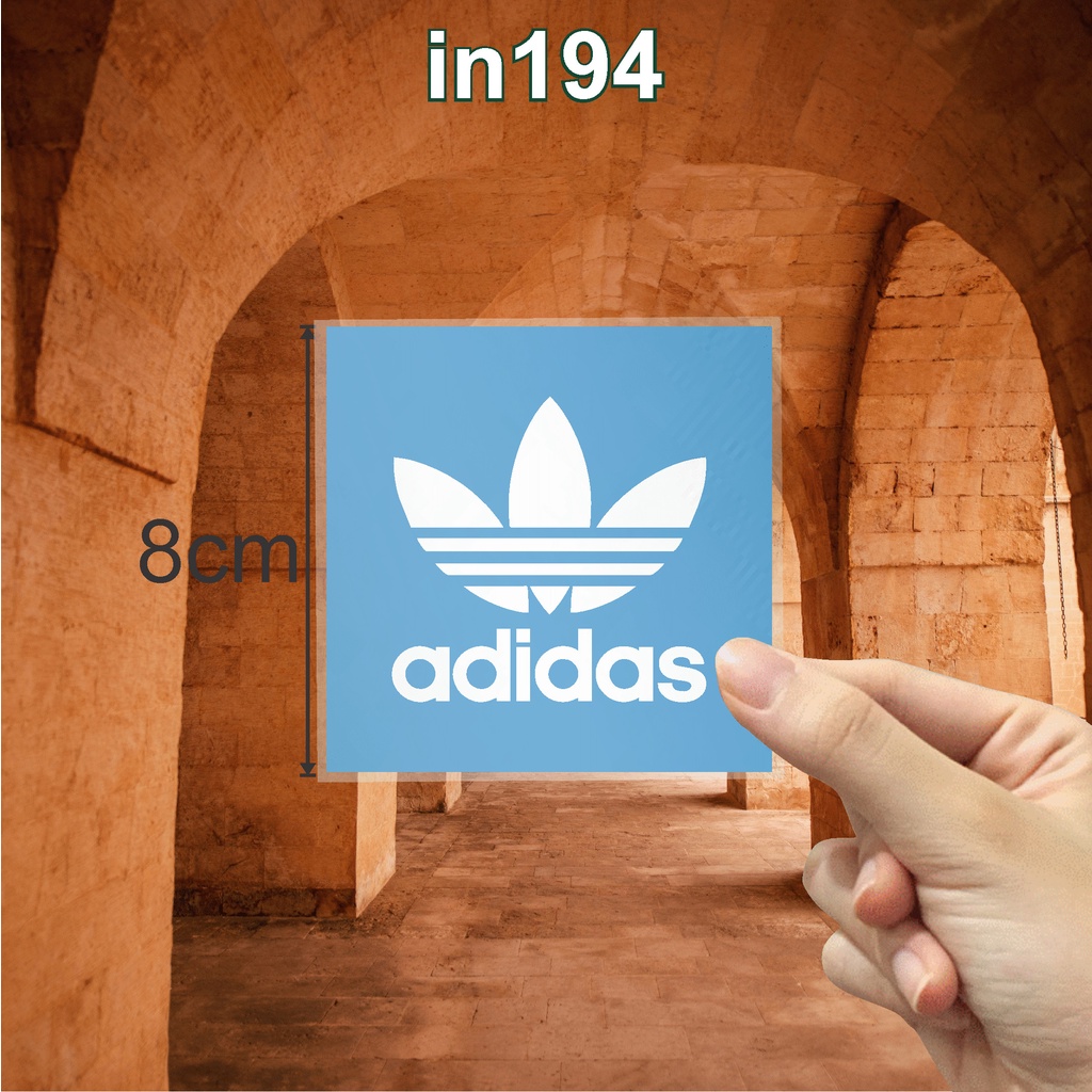 Sticker logo in194 công nghệ in pet chuyển nhiệt- ủi trực tiếp lên vải, áo - 8cm - Adidas