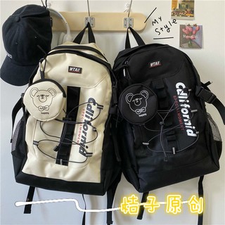 <SẴN> BALO ULZZANG NHIỀU NGĂN KÈM TÚI NHỎ DECOR DÂY RÚT PHẢN QUANG SIÊU XINH - ORDER 10 NGÀY