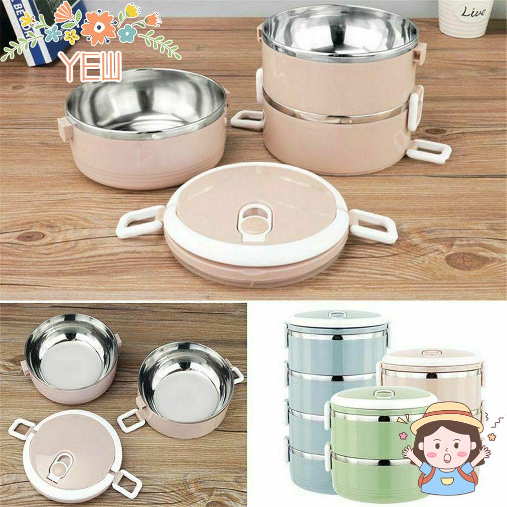 Hộp Đựng Cơm Trưa 1 / 2 / 3 Tầng Cách Nhiệt Bằng Thép Không Gỉ Nhỏ Gọn Tiện Dụng
