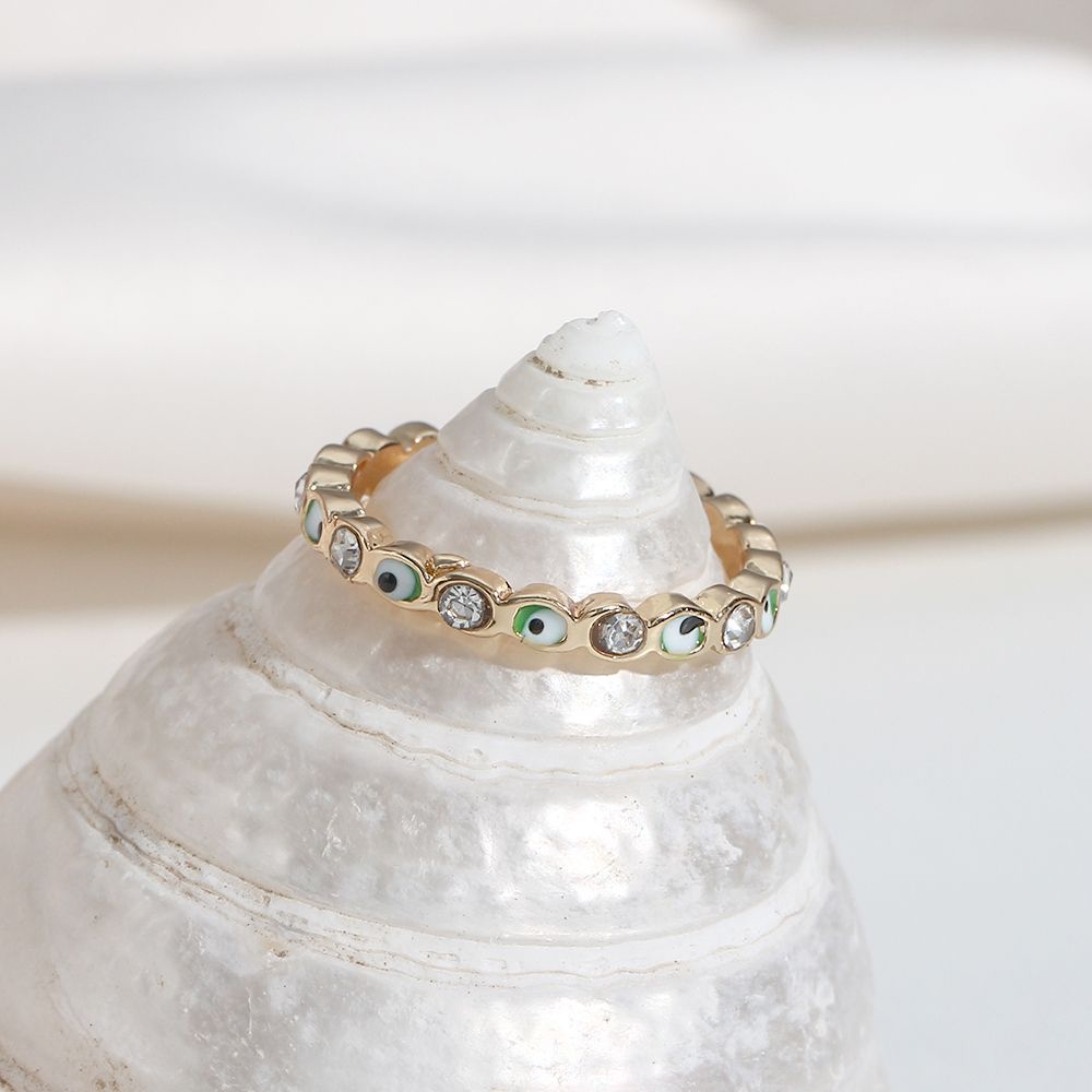 HARRIETT New Evil Eye Rings Vintage Dripping Oil Enamel Finger Rings Women Korean Sweet Temperament Zircon|Fashion Jewelry