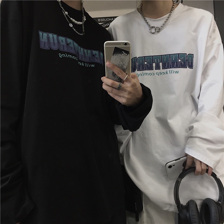 Áo thun tay dài form rộng DENNTERUN NEKO.SG, Áo thun Streetwear Ulzzang SWT63