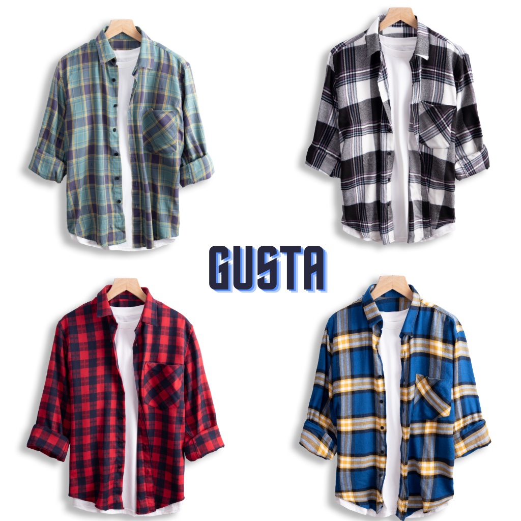Áo Sơ Mi Flannel Nam Caro Kẻ Sọc  Áo Khoác Sơmi Dài Tay Hàn Quốc Gusta From Ôm Hàng Hiệu-SMGS02 | BigBuy360 - bigbuy360.vn
