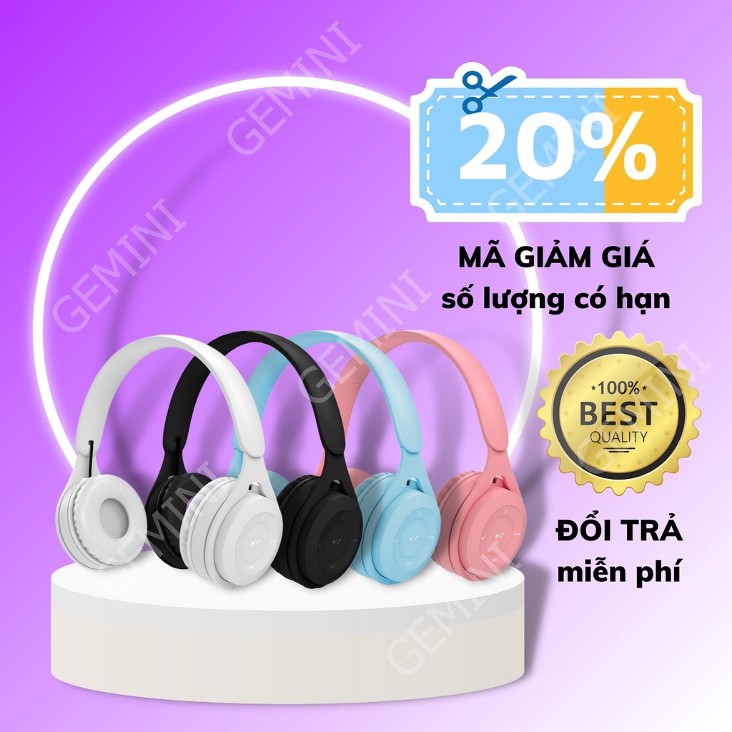 Tai Nghe Bluetooth 5.0 Chụp Tai có micro Headphone không dây thời trang màu sắc Y08 GEMINI SHOP